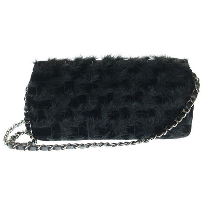 Chanel Coco Mark Velvet Matelasse Chain Shoulder Bag Black 14s