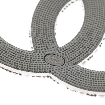 Chanel Coco Mark Rhinestone Brooch Pearl Pin Badge Silver D21V