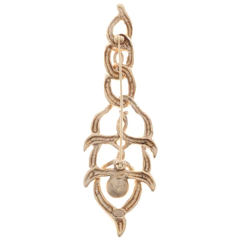 Chanel Coco Mark Pearl Brooch Pin Badge Gold GP