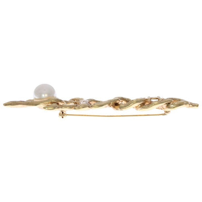 Chanel Coco Mark Pearl Brooch Pin Badge Gold GP