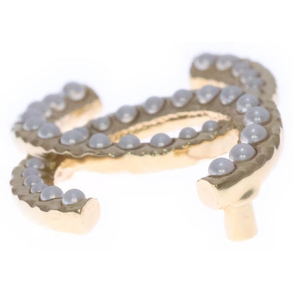 Chanel Coco Mark Faux Pearl Brooch Pin Badge Gold GP