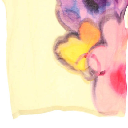 Chanel Watercolor Print Coco Mark Button Cut And Sewn French Sleeves Cotton 36