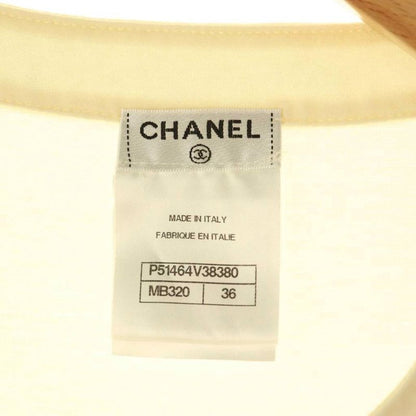 Chanel Watercolor Print Coco Mark Button Cut And Sewn French Sleeves Cotton 36