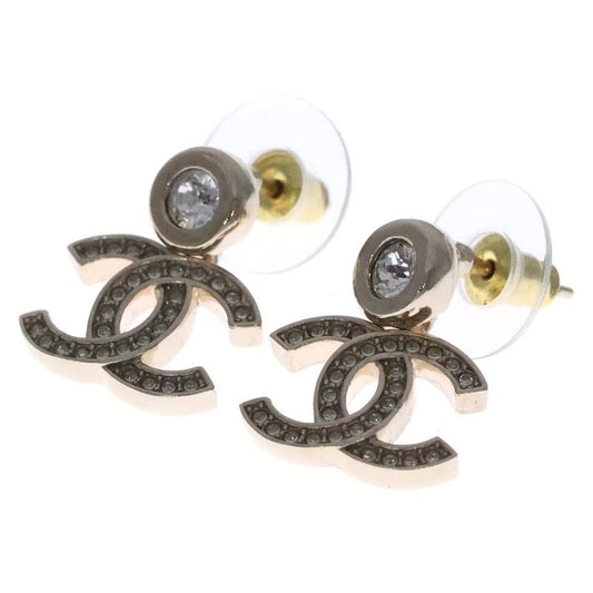 Chanel Coco Rhinestone Earrings Gold GP Abc190 B14706