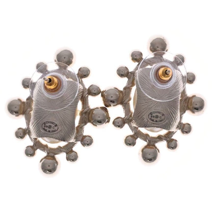 Chanel Coco Mark Rhinestone Earrings White And Gold B19C