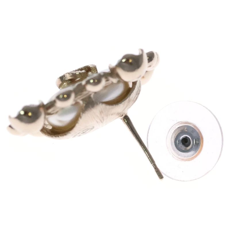 Chanel Coco Mark Rhinestone Earrings White And Gold B19C