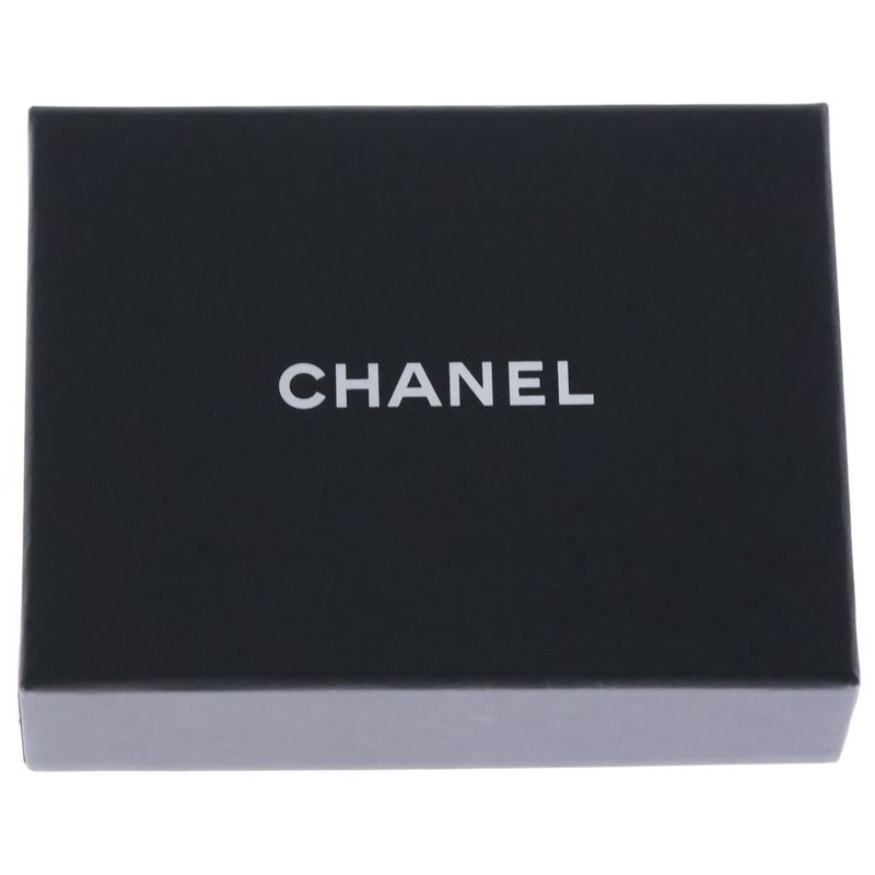 Chanel Coco Mark Perfume Motif Rhinestone Earrings Black X Silver A22B