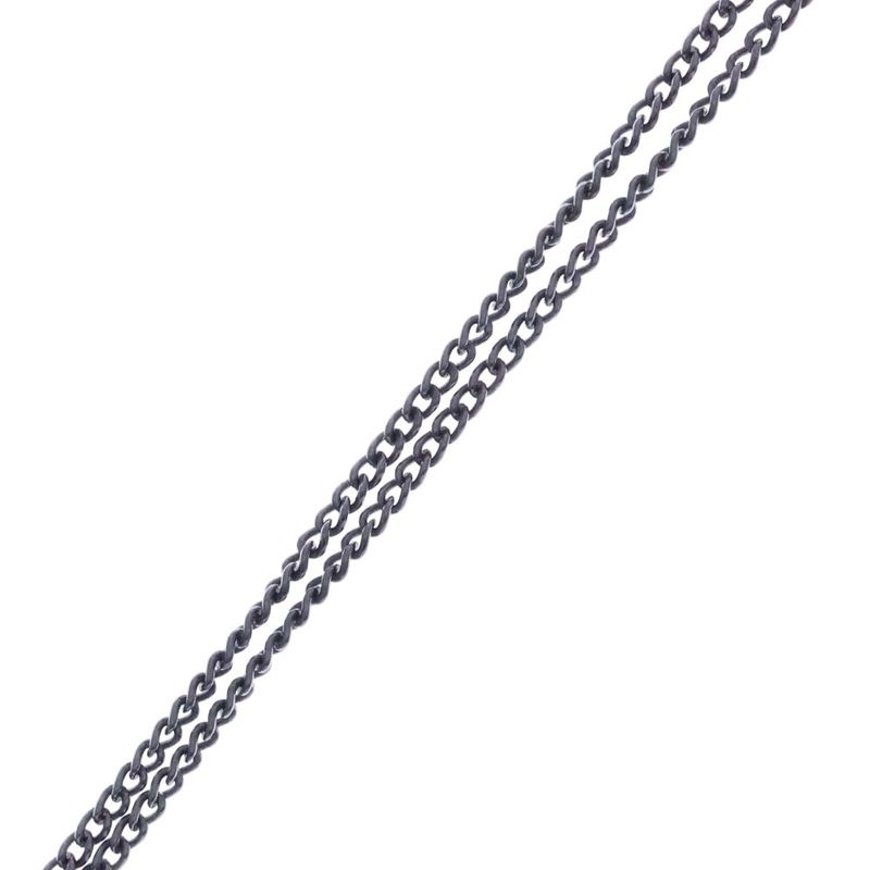 Chanel Coco Mark Camellia Logo Plate Pendant Chain Necklace Silver B14 A