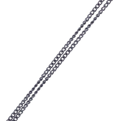 Chanel Coco Mark Camellia Logo Plate Pendant Chain Necklace Silver B14 A