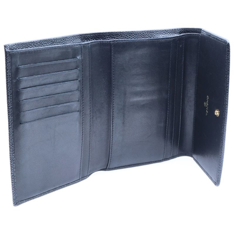 Chanel Coco Mark Trifold Wallet Long Wallet Card Case Business Card Holder