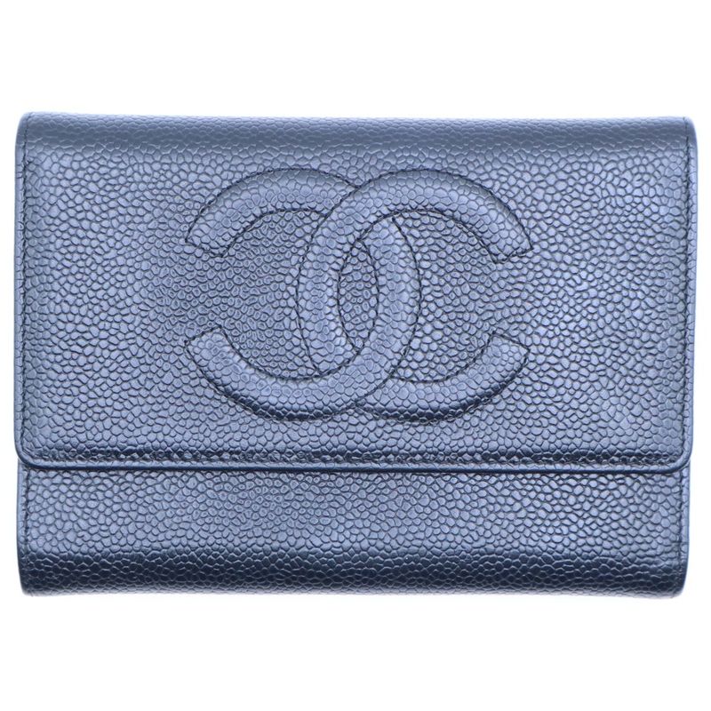 Chanel Coco Mark Trifold Wallet Long Wallet Card Case Business Card Holder