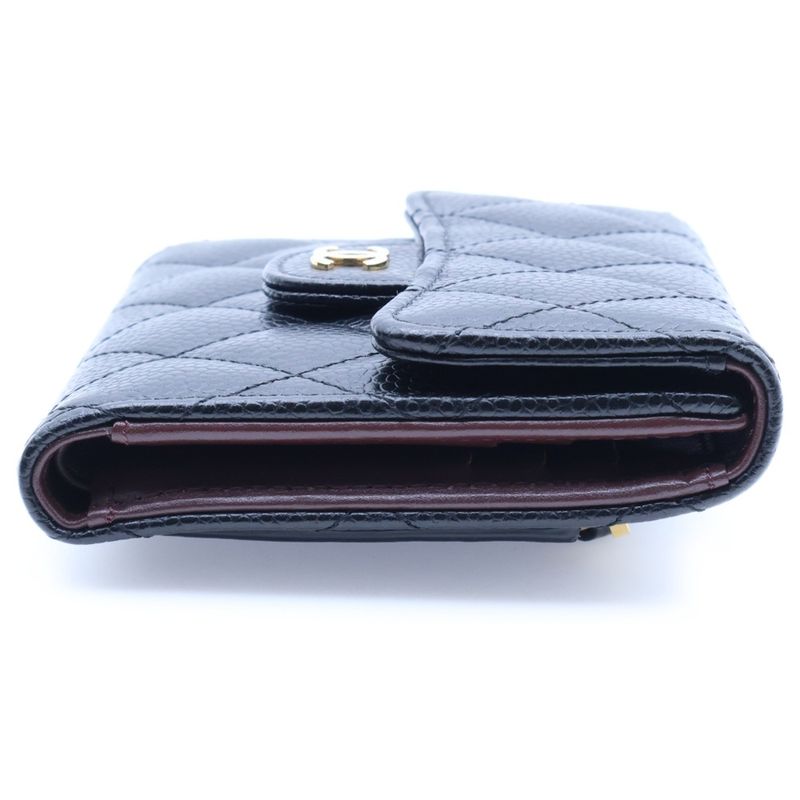 Chanel Coco Mark Caviar Skin Timeless Classic Line Leather Compact Wallet