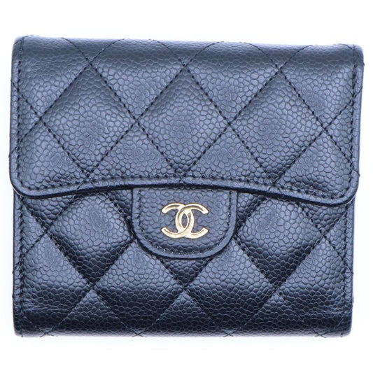 Chanel Coco Mark Caviar Skin Timeless Classic Line Leather Compact Wallet