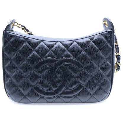 Chanel Matelasse Coco Mark Caviar Skin Leather Chain One Shoulder Bag Gold