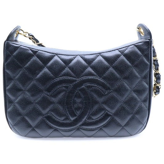 Chanel Matelasse Coco Mark Caviar Skin Leather Chain One Shoulder Bag Gold