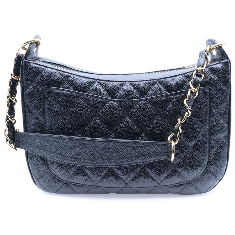 Chanel Matelasse Coco Mark Caviar Skin Leather Chain One Shoulder Bag Gold