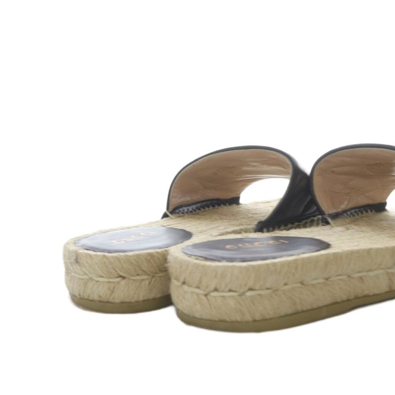 Gucci Sandals Flats GG Marmont Espadrilles 35.5 Black 573028 YO17