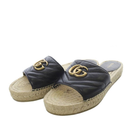 Gucci Sandals Flats GG Marmont Espadrilles 35.5 Black 573028 YO17