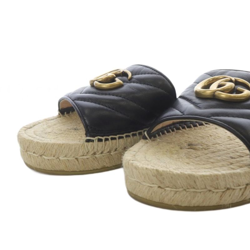 Gucci Sandals Flats GG Marmont Espadrilles 35.5 Black 573028 YO17
