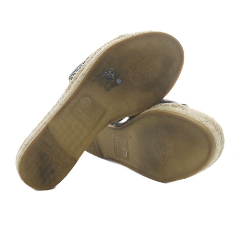 Gucci Sandals Flats GG Marmont Espadrilles 35.5 Black 573028 YO17