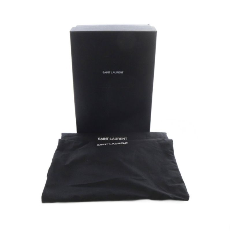 Saint Laurent Paris Belted Wyatt Short Ankle Boots High Heel Leather 35.5 Black