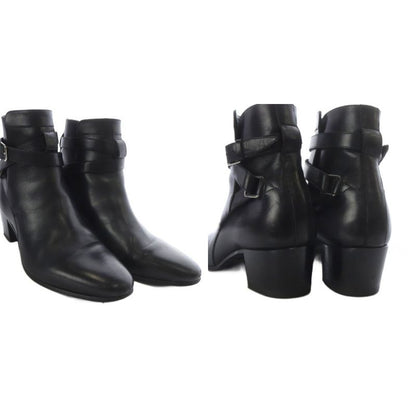 Saint Laurent Paris Belted Wyatt Short Ankle Boots High Heel Leather 35.5 Black