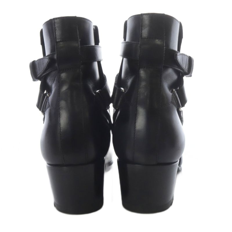 Saint Laurent Paris Belted Wyatt Short Ankle Boots High Heel Leather 35.5 Black