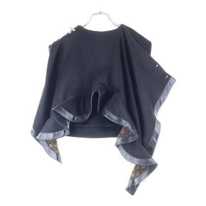 Louis Vuitton Monogram Cashmere Wool Knitted Cape Poncho Jacket Black Women