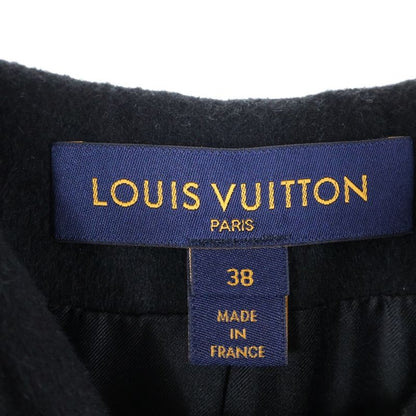 Louis Vuitton Monogram Cashmere Wool Knitted Cape Poncho Jacket Black Women