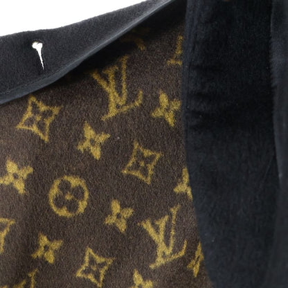 Louis Vuitton Monogram Cashmere Wool Knitted Cape Poncho Jacket Black Women