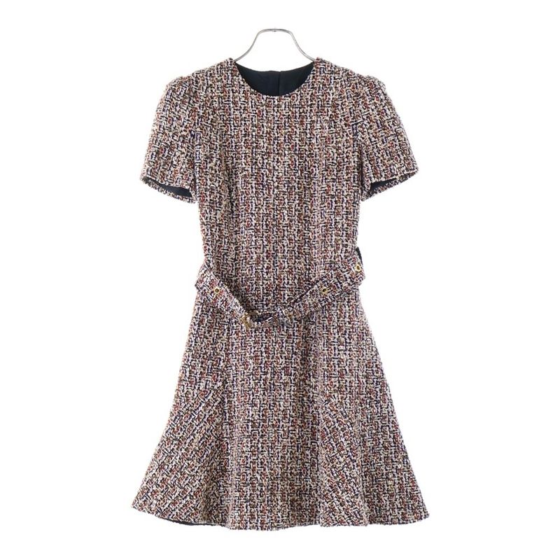 Louis Vuitton 21AW Mix Lame Tweed Skater Monogram Belt Crew Neck Short Sleeve