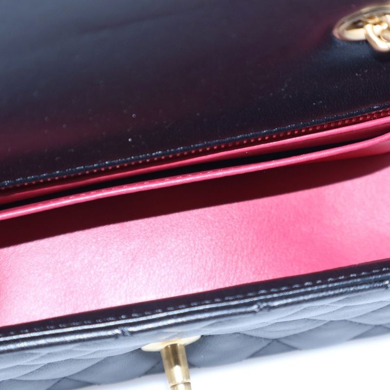 Chanel Mini Matelasse 20 Single Flap Single Chain Shoulder Bag Black Lambskin