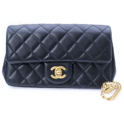Chanel Mini Matelasse 20 Single Flap Single Chain Shoulder Bag Black Lambskin