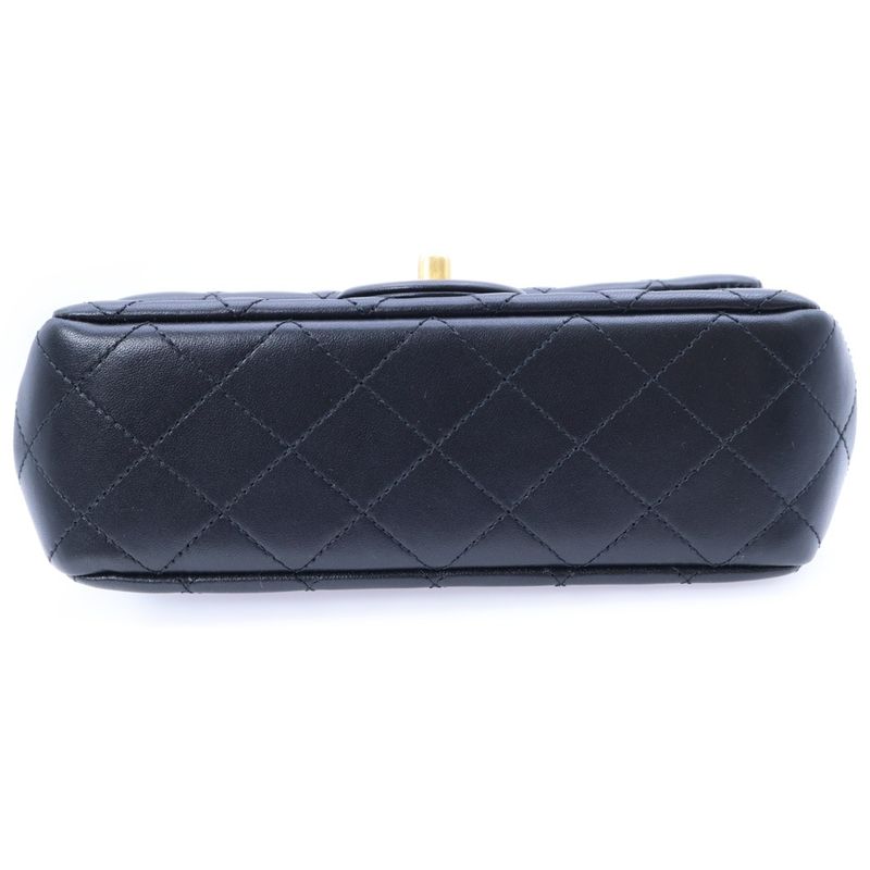 Chanel Mini Matelasse 20 Single Flap Single Chain Shoulder Bag Black Lambskin