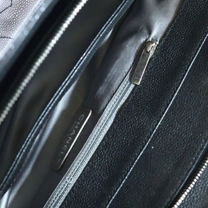 Chanel Matelasse Coco Mark Soft Caviar Skin Leather Chain Shoulder Bag Silver