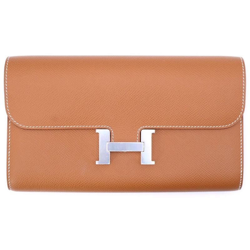 Hermes Constant Togo Long Wallet Gold Epson Silver Hardware W Engraved Wallet