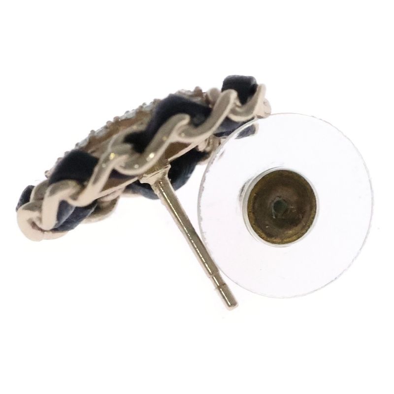 Chanel Coco Mark Rhinestone Earrings Black And Gold Ab8297