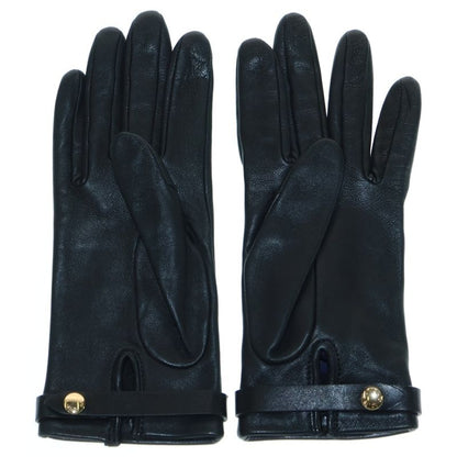 Louis Vuitton Leather Gloves Black Lamb Leather N7211e Gold Hardware