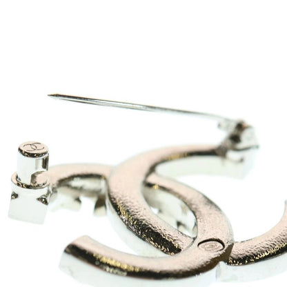 Chanel Coco Mark Star Rhinestone Pearl Brooch Pin Badge Silver