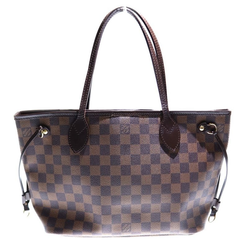 Louis Vuitton Neverfull PM Damier PVC Leather Hand Tote Bag Gold Hardware Brown