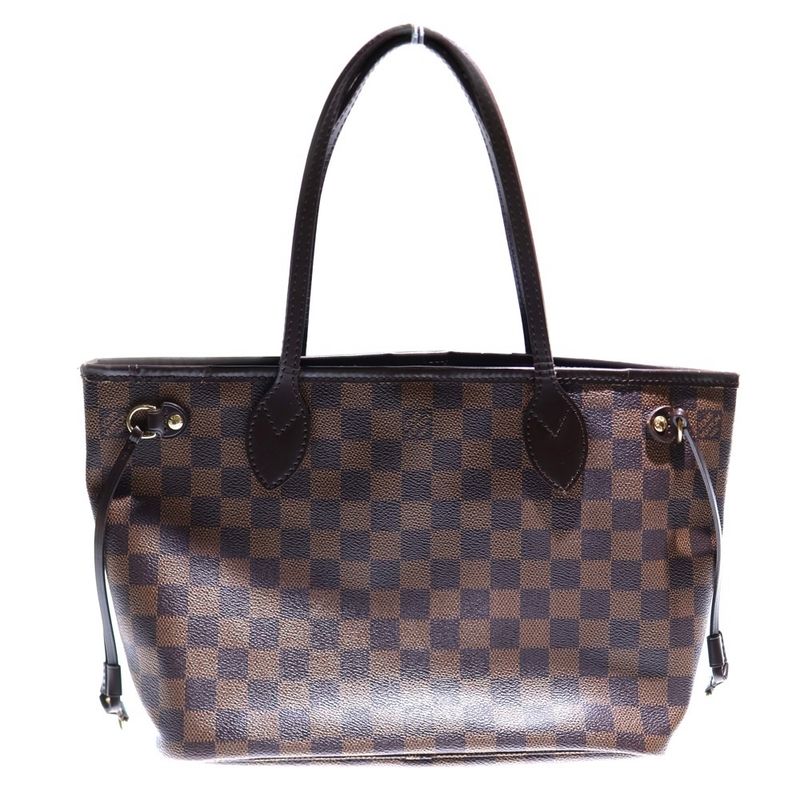 Louis Vuitton Neverfull PM Damier PVC Leather Hand Tote Bag Gold Hardware Brown