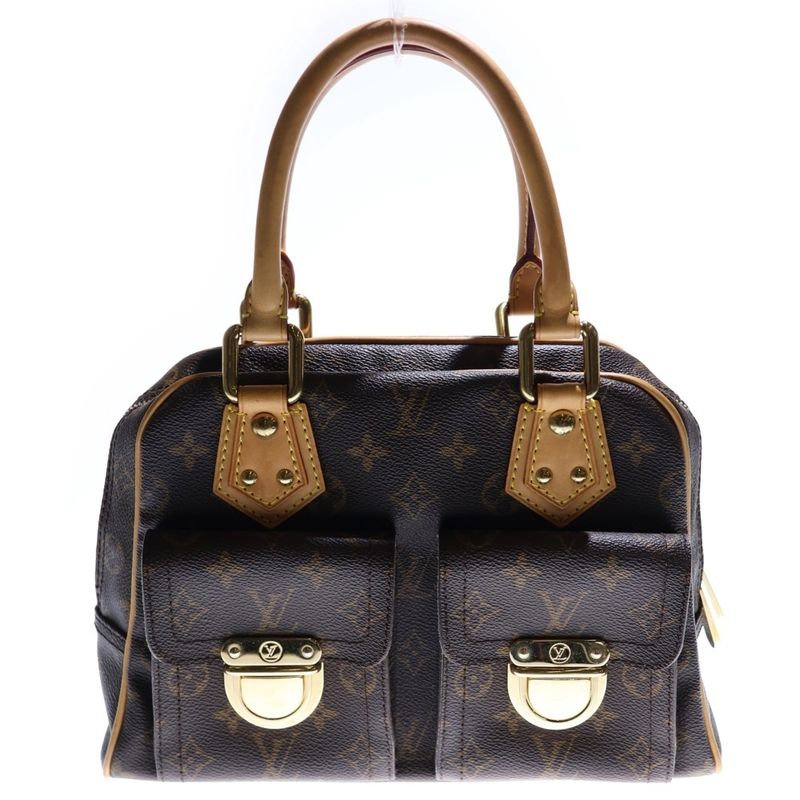 Louis Vuitton Manhattan PM Monogram PVC Leather Handbag Gold Hardware Brown