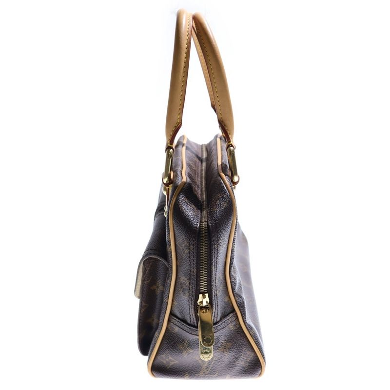 Louis Vuitton Manhattan PM Monogram PVC Leather Handbag Gold Hardware Brown