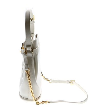 Christian Dior CD Logo Handbag Chain Bag Drawstring Shoulder Bag Medium White