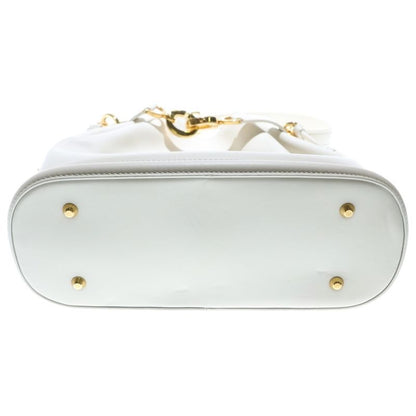 Christian Dior CD Logo Handbag Chain Bag Drawstring Shoulder Bag Medium White