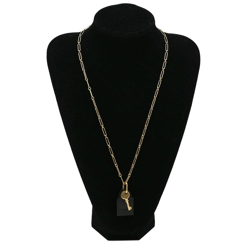 Hermes Necklace Amulet Padlock GM Buffalo Horn GP Black and Gold Cadena with