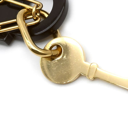 Hermes Necklace Amulet Padlock GM Buffalo Horn GP Black and Gold Cadena with