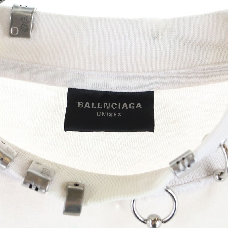 Balenciaga Pierced T-shirt Oversized Earrings T-shirt Oversized Crew Neck Short