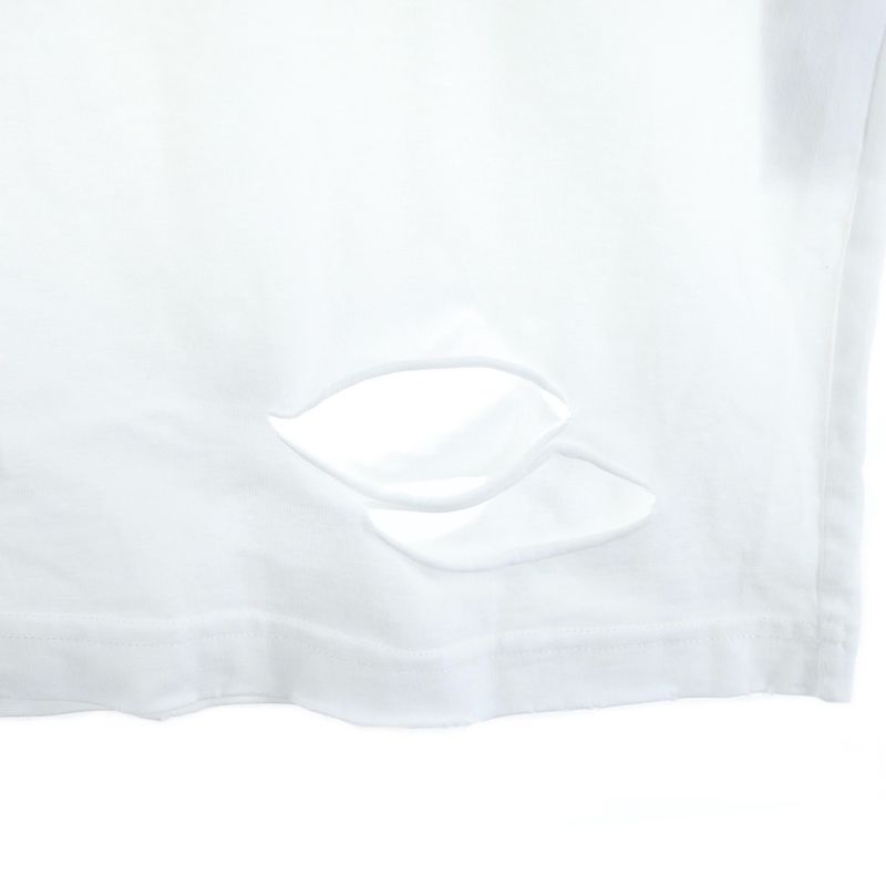 Balenciaga 21SS Caps Destroyed Flatground Tee Destroyed Crew Neck Short Sleeve