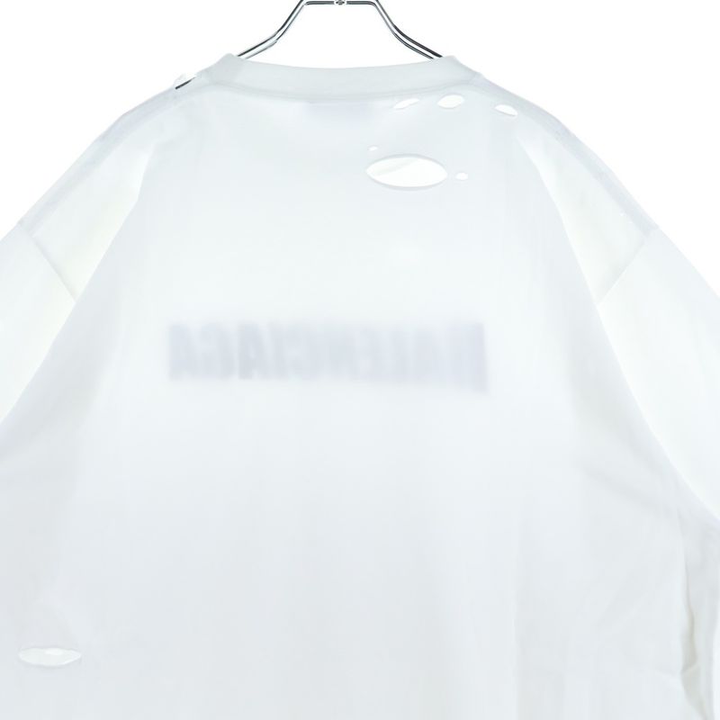 Balenciaga 21SS Caps Destroyed Flatground Tee Destroyed Crew Neck Short Sleeve